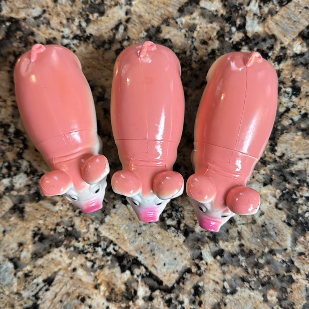 Vintage Set of Three Pink Pig Ja-ru Rubber toys - Picture 2 of 5